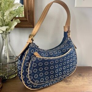Nine West Navy & Tan Geometric Denim Shoulder/ Handbag